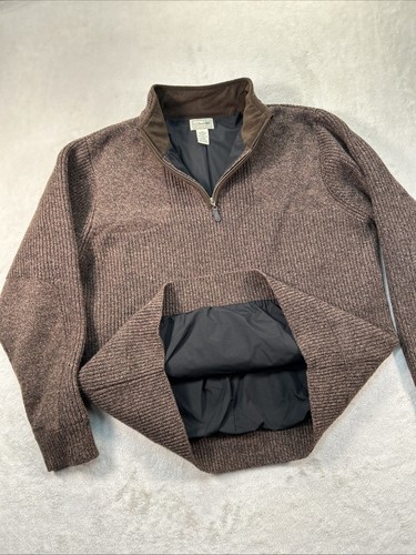 LL Bean Waterfowl Sweater Merino Wool 1/4 Zip Men’s Large Brown Lined Knit Warm - Bild 3 von 11