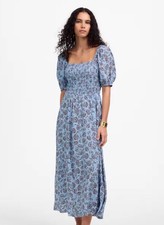 Madewell Smocked Puff Sleeve Midi Dress Size 10 NWT