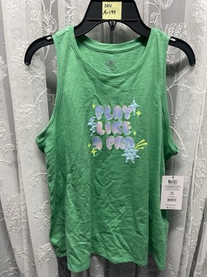 Athletic Works Women's Graphic Tank Top XXL (18) Green ''Play Like A Pro NWT