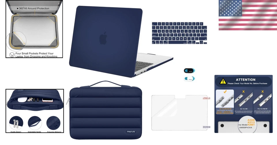 Stylish Navy Blue Hard Case & Accessories for MacBook Air 13 - Total Protection - Image 2 of 4