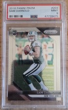 2018 Panini Prizm Sam Darnold #203 Rookie PSA 9 New York Jets NFL Football Card. rookie card picture
