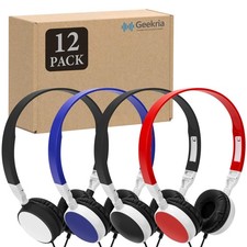 24 Pack Wired Headphones for Classroom Adjustable On-Ear Headphones, Bulk Hea...