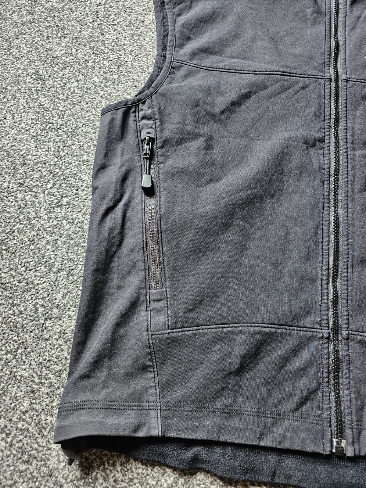 ARC'TERYX Arcteryx Atom Softshell Gilet Uomo GRANDE Nero Elasticizzato Logo Pile Senza Maniche