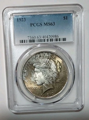 1923 Peace Dollar $1 PCGS MS63 90% Silver