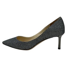 JIMMY CHOO Silver Black Chemical Fiber Women's Pumps
