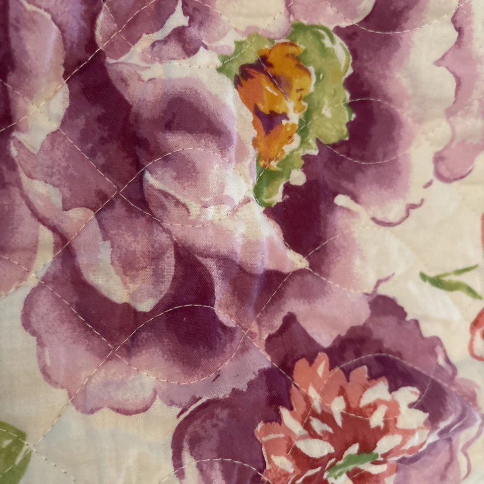 Pintura acolchada acuarela floral acolchada Martha Stewart Standard Sham algodón 20 x 26 Foto 4 de 4