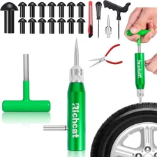 Richcat Tubeless Tire Puncture Repair Kit with Mushroom Plug, Repairs punctures 