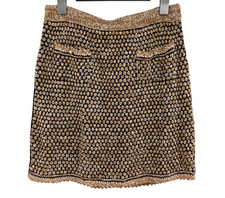 CHANEL Tweed Knit Mini Skirt Front Pocket Beige FR36 US4 Made in Italy Used