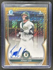 2023 Bowman Draft Jonah Cox Chrome Auto Gold Shimmer Refractor 1st Prospect #/50
