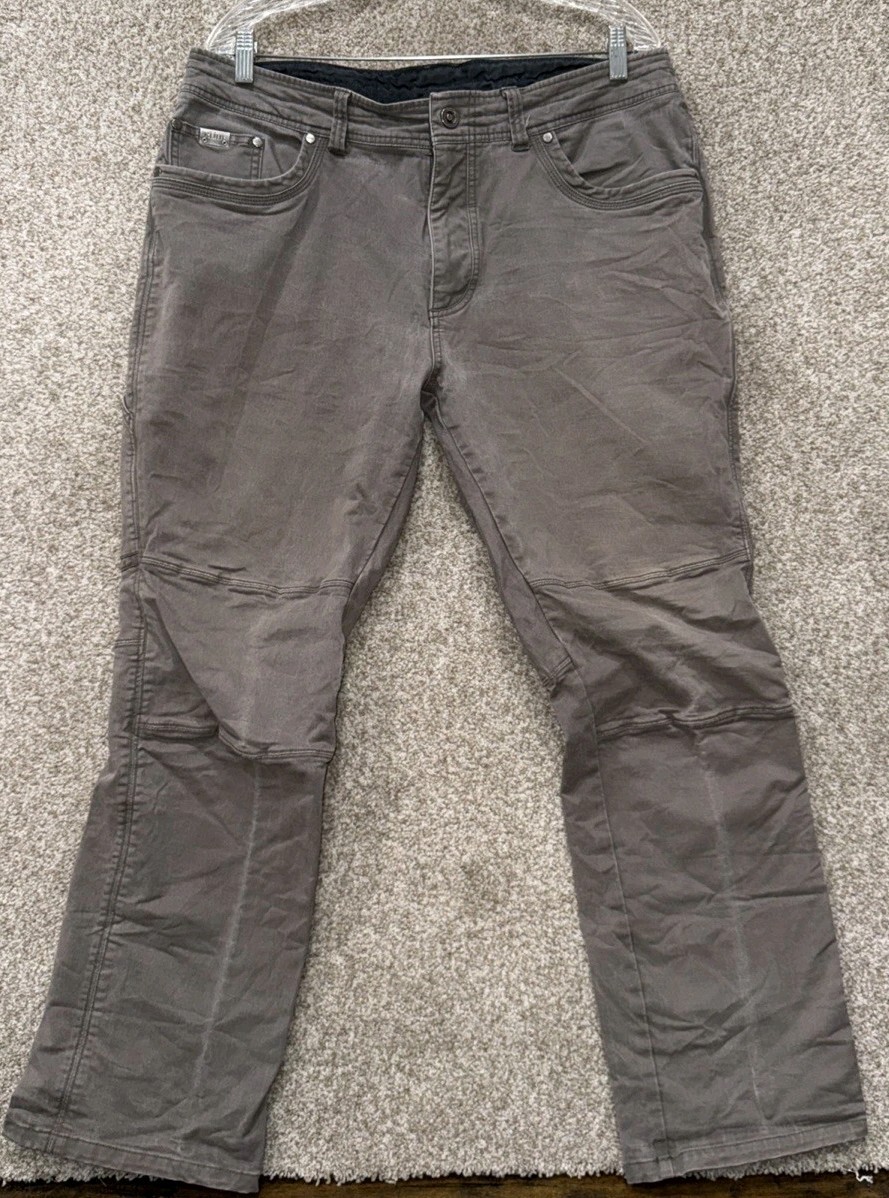 KUHL Rebel Mens Vintage Patina Dye Gray Hiking Canvas Pants Size 38x30