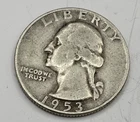 1953 D Washington Quarter 90% Silver Circulated US Coin