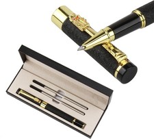Luxury Rollerball Pens Set - 0.7mm Smooth Writing Metal Ballpoint Pen with 2 Re