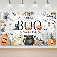 Halloween Baby Shower Backdrop Banner Orange Halloween Boo Baby Shower Party