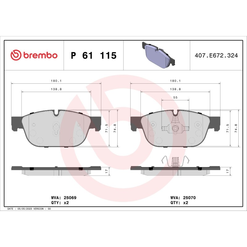 BREMBO P 61 115X Brake Pads Set Front for 508 DS5 DS C5 DS4 RCZ 308 C6