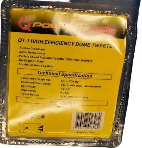 QPower QT1 250 Watts Max 4-Ohms Stereo Car Audio Efficiency Micro Dome Tweeters - Picture 3 of 5