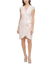 Vince Camuto Women's Petite Ivory Bodycon Lace Dress - 2 - Ivory