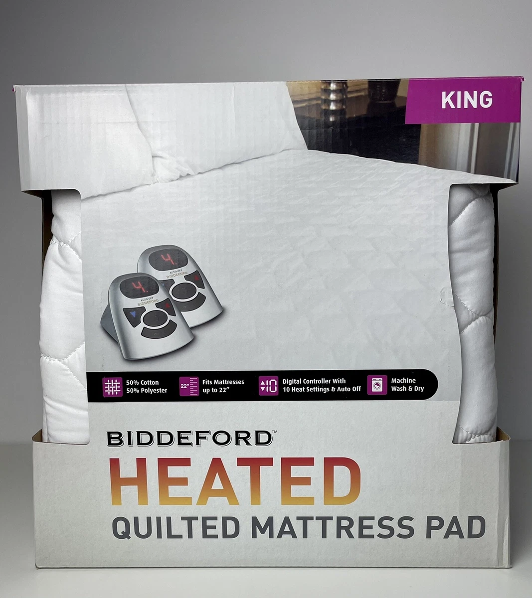 Biddeford KING Deluxe Quilted Heated Mattress Pad 2 Digital Controllers NIB  | eBay
