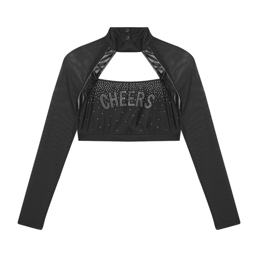 Women Cheer Uniform Tops Night Club Crop Top Rhinestone Cheerleader Costume - Picture 73 of 87
