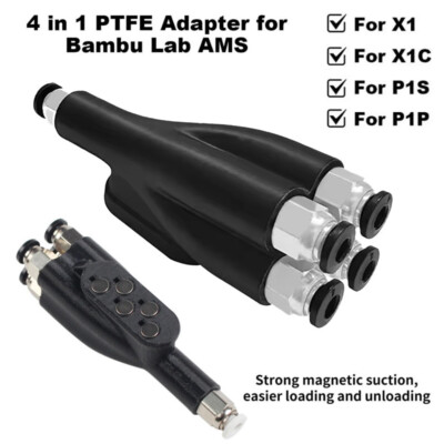 4-in-1 PTFE Adapter For Bambu Lab AMS X1 X1C X1E P1P P1S 3D Printer