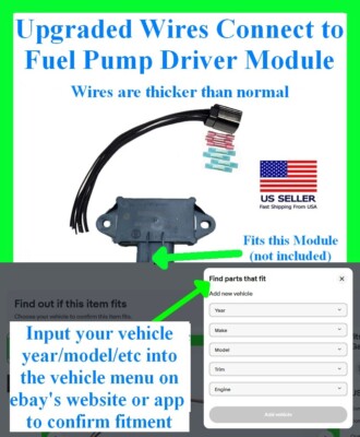 Upgraded fits Hellcat Dodge Jeep Fuel Pump Module Driver Connector Plug Wiring