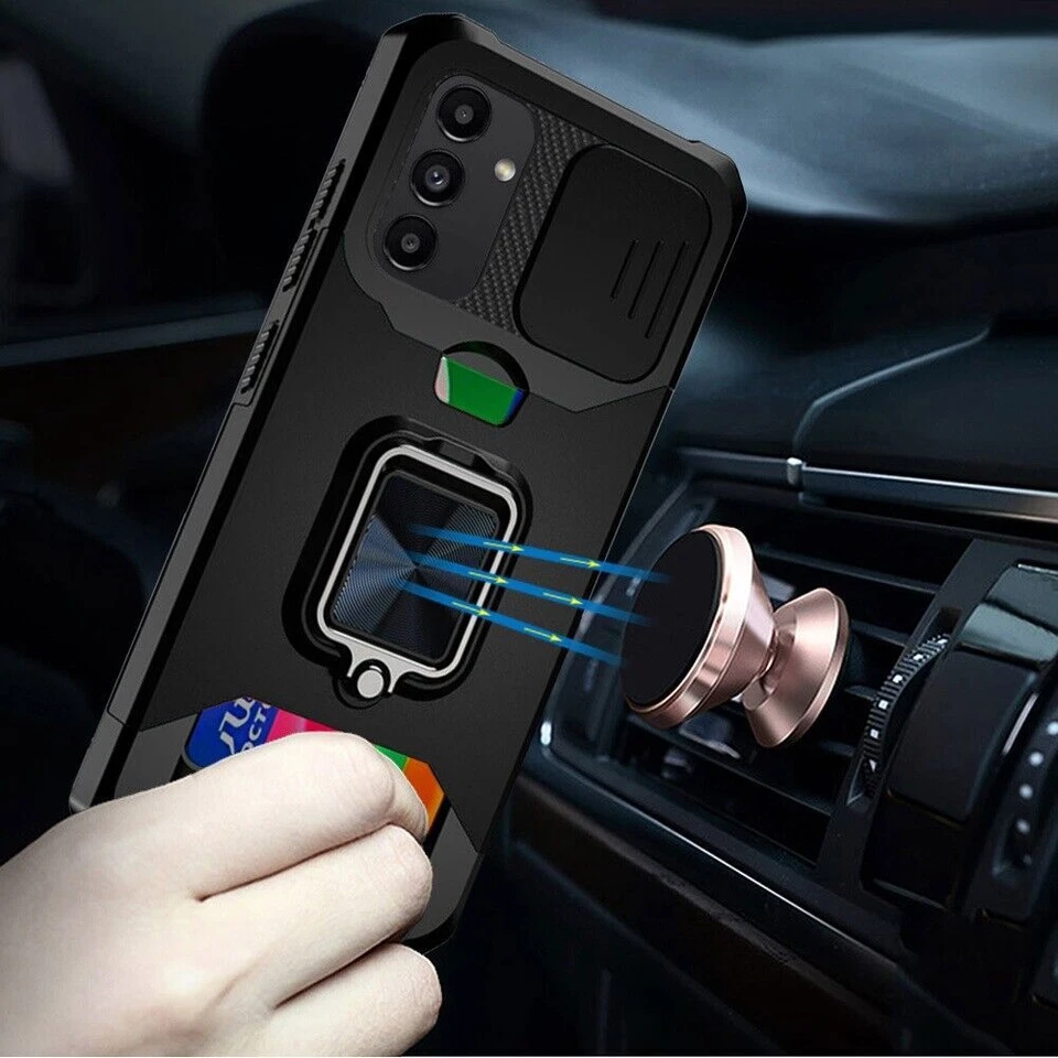 For Samsung Galaxy A14/A34/A54 Wallet Ring Holder Stand Slide Camera Card Case - Image 2 of 4