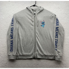 Disney Stitch Hoodie Youth Large 11/13 Ohana Full Zip Sweatshirt Thin Gray