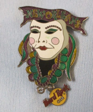 HARD ROCK CAFE PIN NEW ORLEANS MARDI GRAS MASK AND BEADS NECKLACE