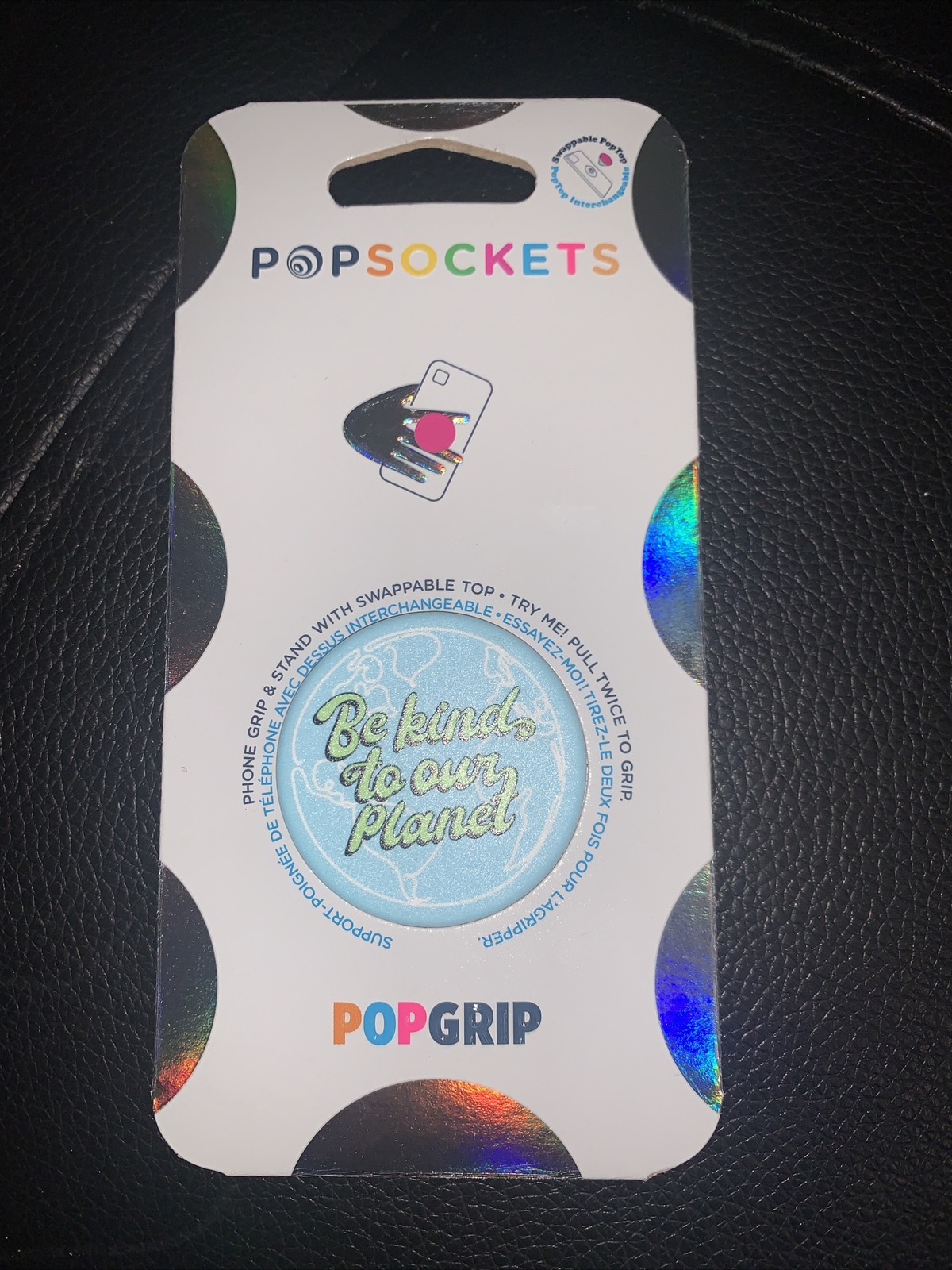New PopSockets PopGrip -BE KIND TO OUR PLANET- Stand with Swappable Top