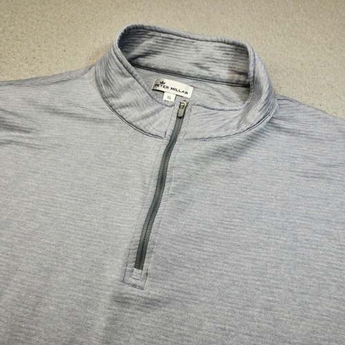 Peter Millar Sweater Men Extra Large Gray Performance Stretch Zip Golf Ribbed - Picture 2 of 16
