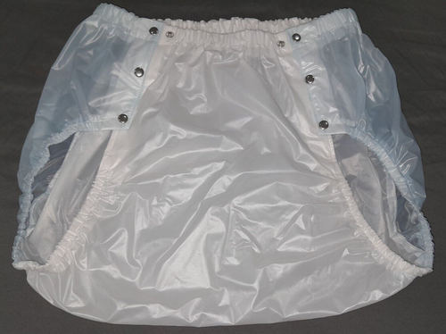Schwedenhose, Modell OLAF, Weichfolie weiß/blau-transparent, Größe XL