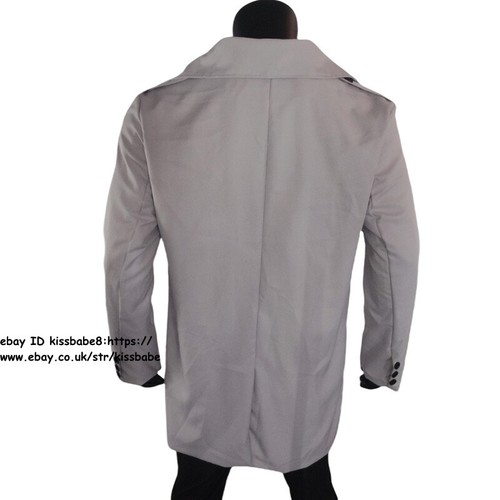 Men's Lapel Double Breasted Trench Coat Duster Mens Windbreaker Jacket Overcoat - Picture 7 of 19