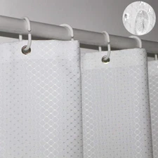 Tektrum 72”x78” Waffle Jacquard Shower Curtain Waterproof Antibacterial (White)