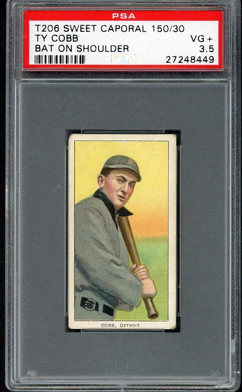 1909-11 T206 T 206 TY COBB TIGERS BAT ON SHOULDER PSA 3.5 VG+ 498972 (KYCARDS)