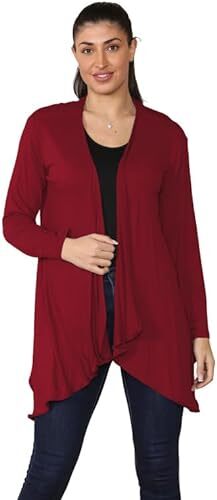 Womens Long Sleeves Floaty Waterfall Open Front Boyfriend Cardigan Top Plus Size - Picture 20 of 21