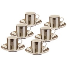 Set espresso 12 pezzi a righe in peltro metallizzato lusso