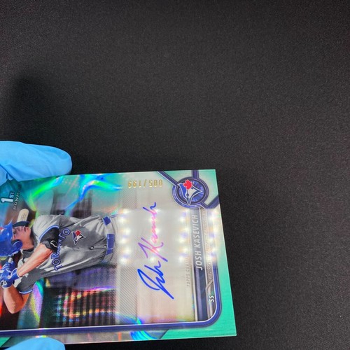 2022 Bowman Draft Josh Kasevich 1st Chrome Auto /199 Aqua Lava Refractor - Picture 9 of 9