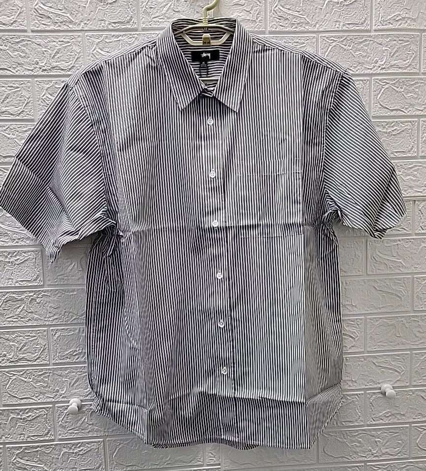 New STUSSY Boxy Short Sleeve Button Up Shirt&Ball Stripe