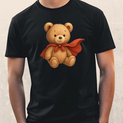 Mens Teddy Bear Cape Print Cotton T-Shirt Size S to 5XL