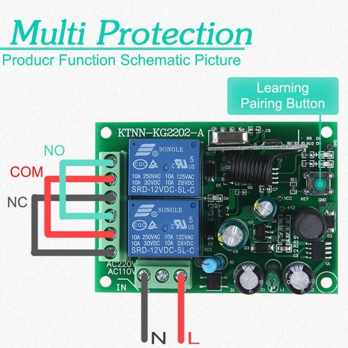 2CH 433 MHz Funk Fernbedienung Garagentor Funk Handsender+Empfänger Kits DE - Bild 4 von 7