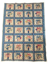 Handmade Crib Quilt Bears  Toys Pink Vintage Dainty Girly Pillow Hearts Blue