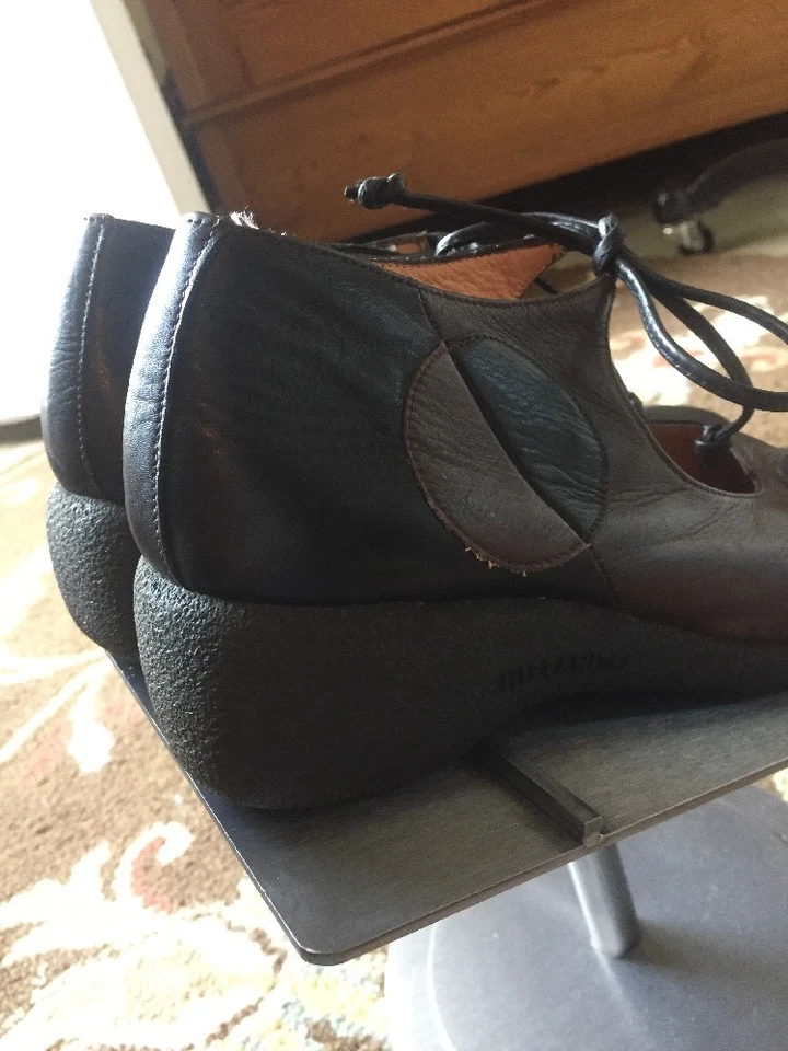 Corbata de Cuero Marrón/Negro Hispanitas Talla 37 O 6.5 Funky Artesanal ¡Como Nueva! Foto 4 de 4