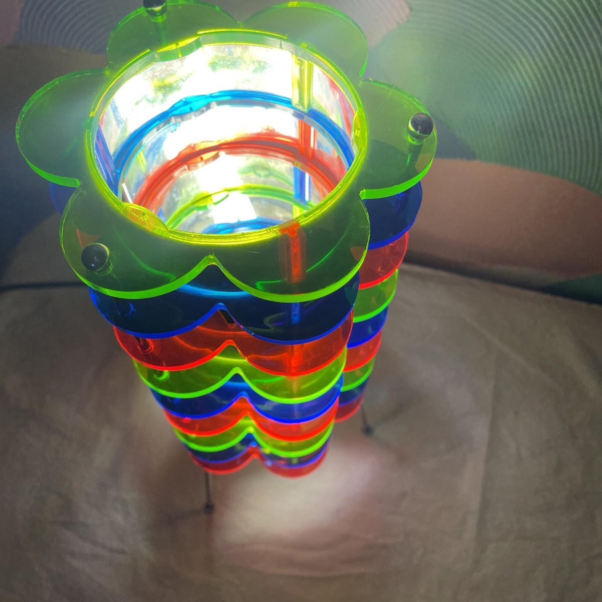 Vintage 1990s RARE LumiSource Time Tunnel FLOWER POWER Lucite