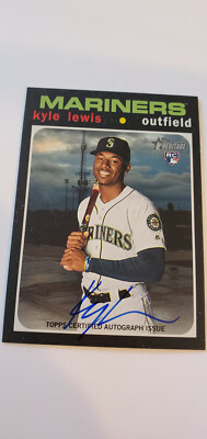 2020 TOPPS HERITAGE REAL ONE AUTO SIGNED ON CARD KYLE LEWIS MARINERS AL ROY ROA