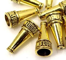 10 Antique Gold Pewter Cone Beads Caps 22x10mm