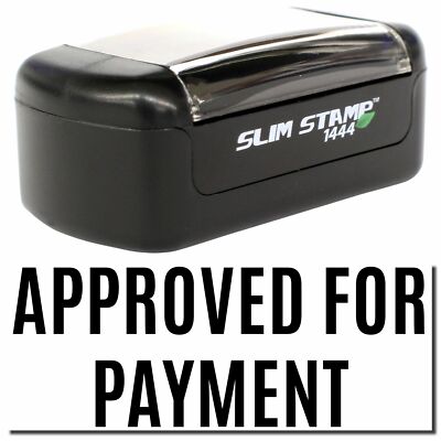 Slim Pre-Inked Narrow Font Approved for Payment Stamp Size 1/2'' x 1-1/2''