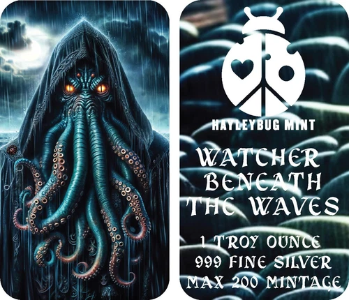 Hayleybug Watcher Beneath the Waves Colorized 1 oz Silver Bar w/ COA