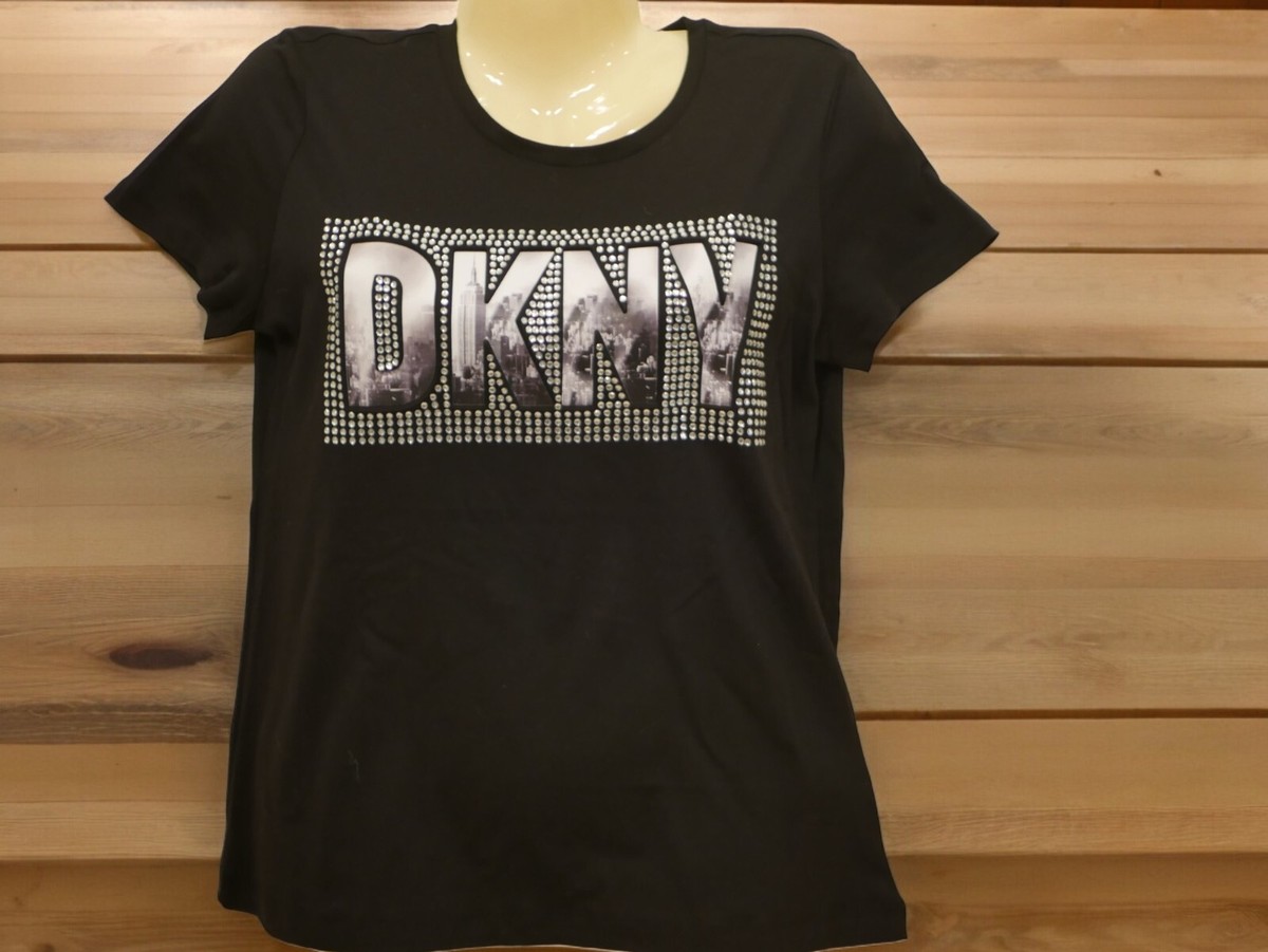 売れ筋商品|||ダナ キャラン ニューヨーク Tシャツ レディース トップス RHINESTONES CREW NECK CAP SLEEVE FITTED TEE - Print T-shirt - white Amazon.com: Custom Rhinestone Bling T-Shirt for Women