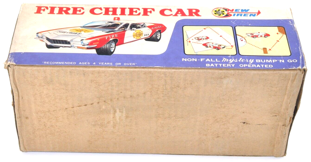 Rare Vintage Taiyo Kogyo Battery Operated Fire Chief Car w/ Siren