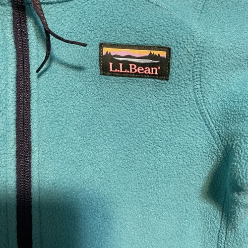 LL Bean Sweater Youth Medium Blue Full Zip Mountain Bound Fleece Pockets - Picture 2 of 8