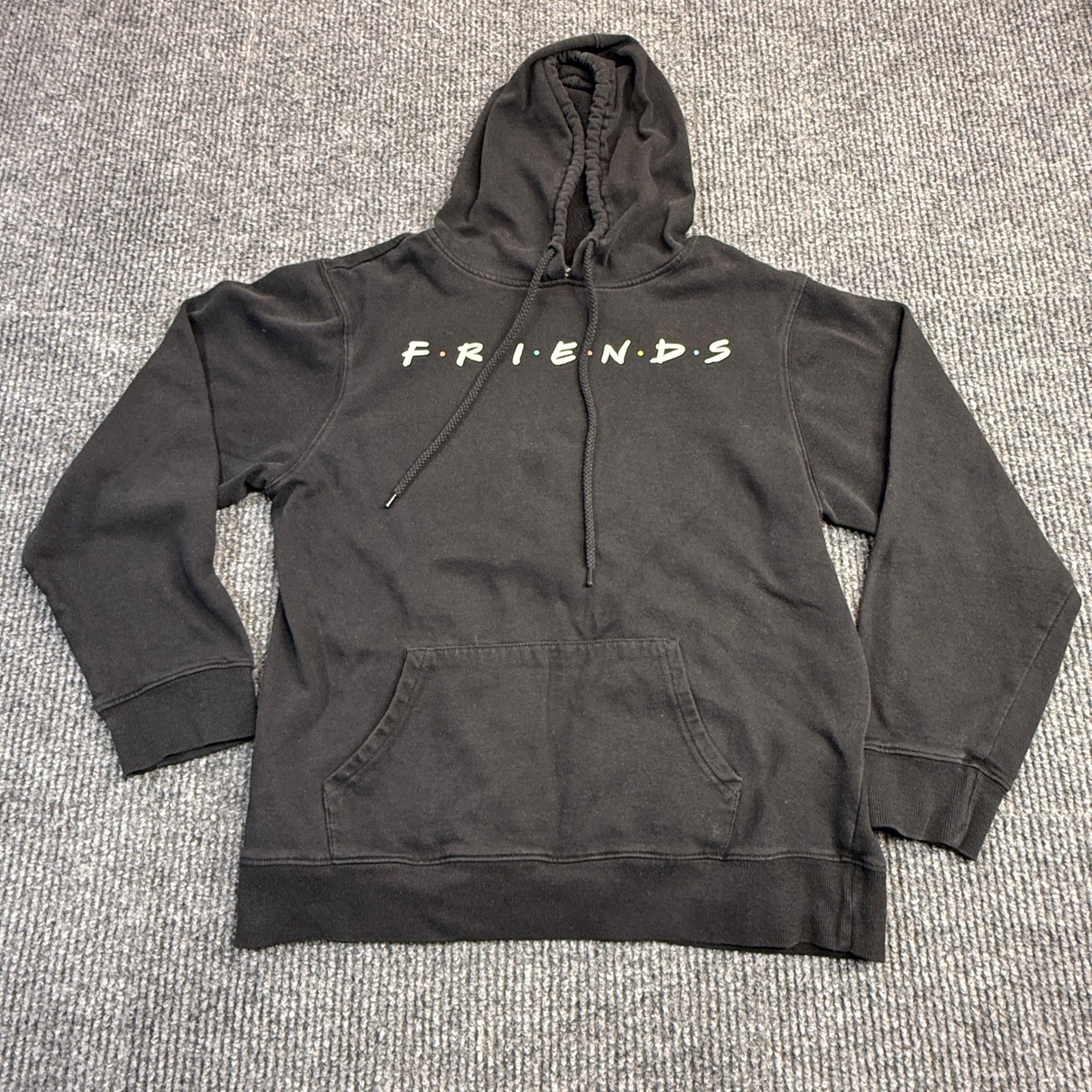 Friends The Television Series Hoodie Black Logo Pullover Sweatshirt Womens Large